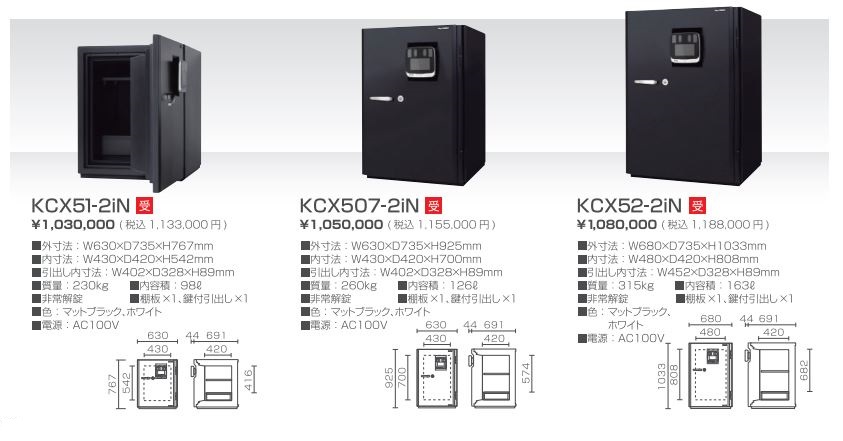 人気ブレゼント! 日本アイ エス ケイ 2時間耐火 耐破壊金庫 虹彩 顔認証 マットブラック KCX54-2iN