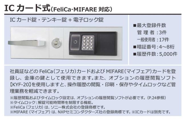豪華で新しい ICカード式 耐火金庫 FeliCa フェリカ 対応 内容量 98L 重量 220kg 大型 業務用 KCJ51-2RFE 